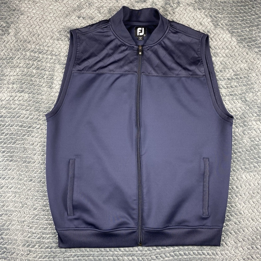 FootJoy Vest Mens Large Navy Blue Full Zip FJ Performance Stretch Golf Pockets